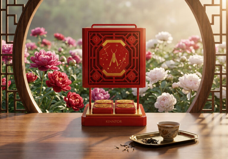 Kinntor red premium mooncake box 4 pcs cover